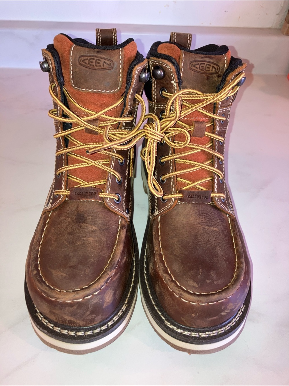 KEEN Cincinnati Utility Brown Leather Work Boots w/ Tan Laces - Men’s 7.5EE